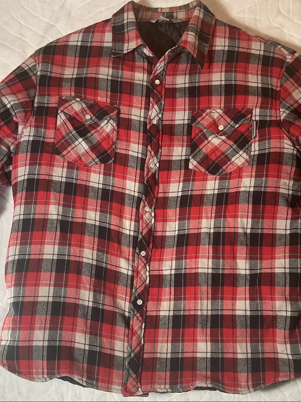 Men's Red Black Plaid Casual Button-Down work jacket/Shirt